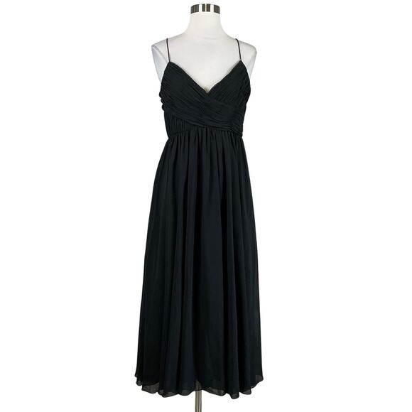 Mac Duggal Women's Cocktail Dress Size 6 Black Chiffon Sleeveless A-Line Midi - Picture 1 of 13